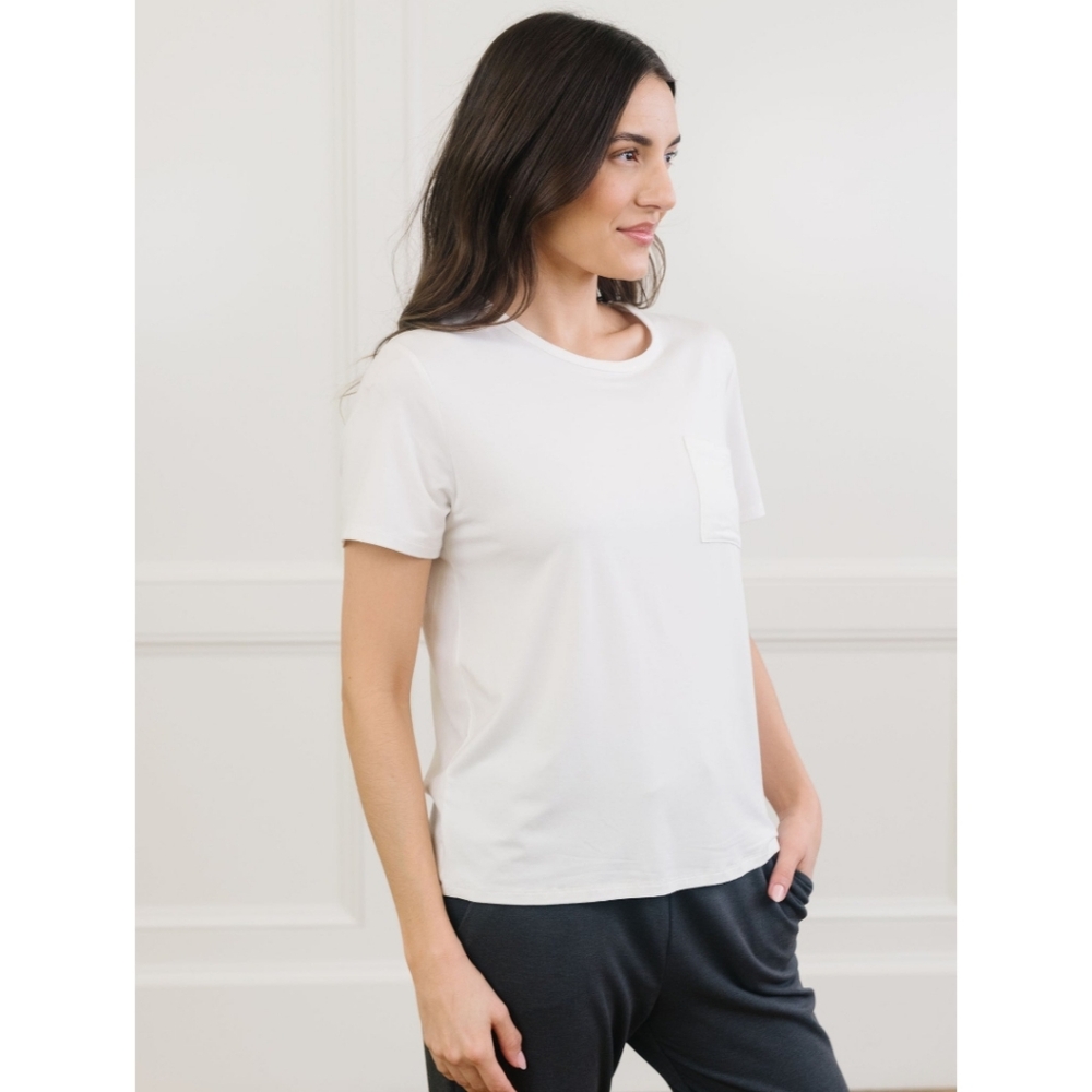 Cozy Earth Bamboo White Pocket tee Shirt